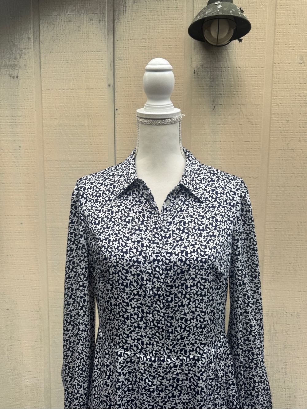 Boden Navy and White Floral Midi Shirt Dress - Picture 5 of 14